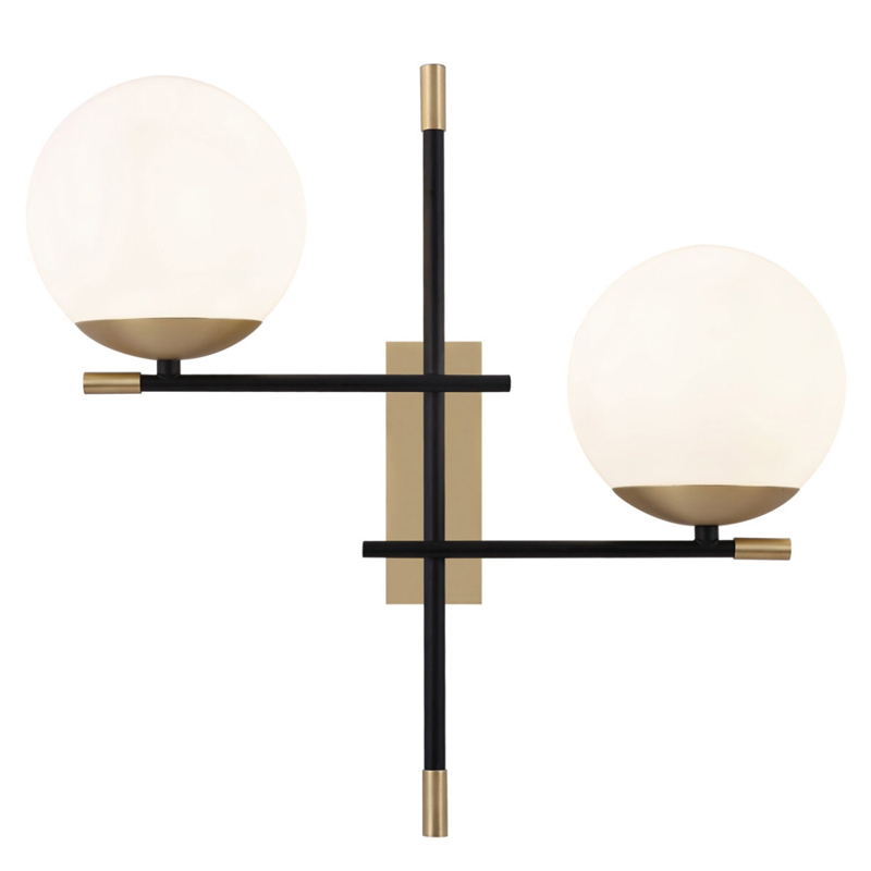Бра Spike Two Balls Wall Lamp матовое золото Прозрачный белый в Твери | Loft Concept 