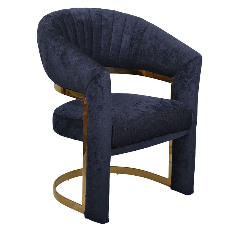 Полукресло Valbonne Chair blue velour Синий Глянцевое золото Полукресло Valbonne Chair blue velour Синий Глянцевое золото в Твери | Loft Concept