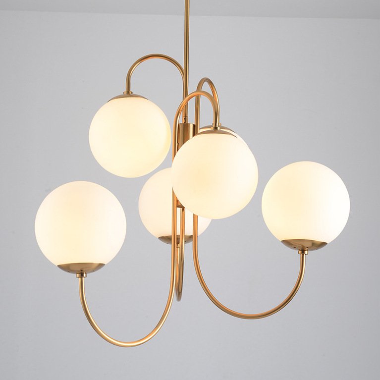 Люстра Gooseneck Pelle Chandelier Белый Золотой Люстра Gooseneck Pelle Chandelier Белый Золотой в Твери | Loft Concept
