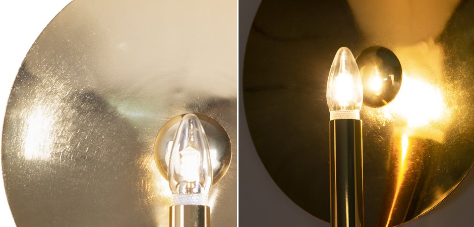 Бра Gold Round Backing Exposed Bulb Sconce Бра Gold Round Backing Exposed Bulb Sconce - Loft-Concept в Твери