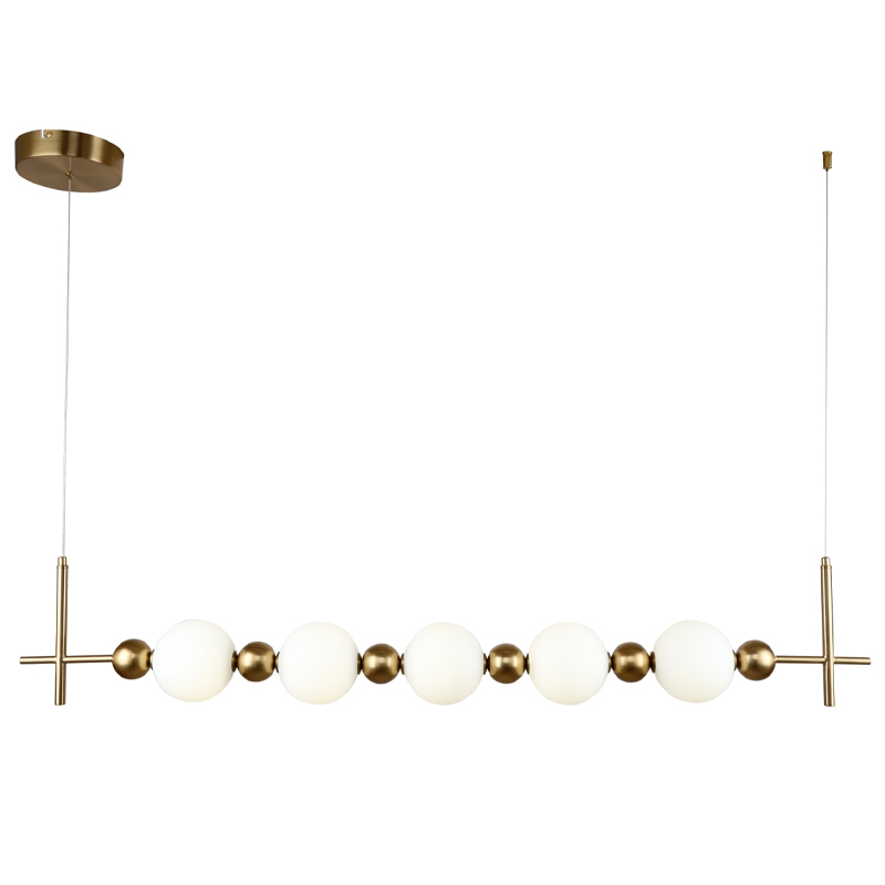 Линейная люстра PEARLS SUSPENSION Белый Латунь Линейная люстра PEARLS SUSPENSION Белый Латунь в Твери | Loft Concept