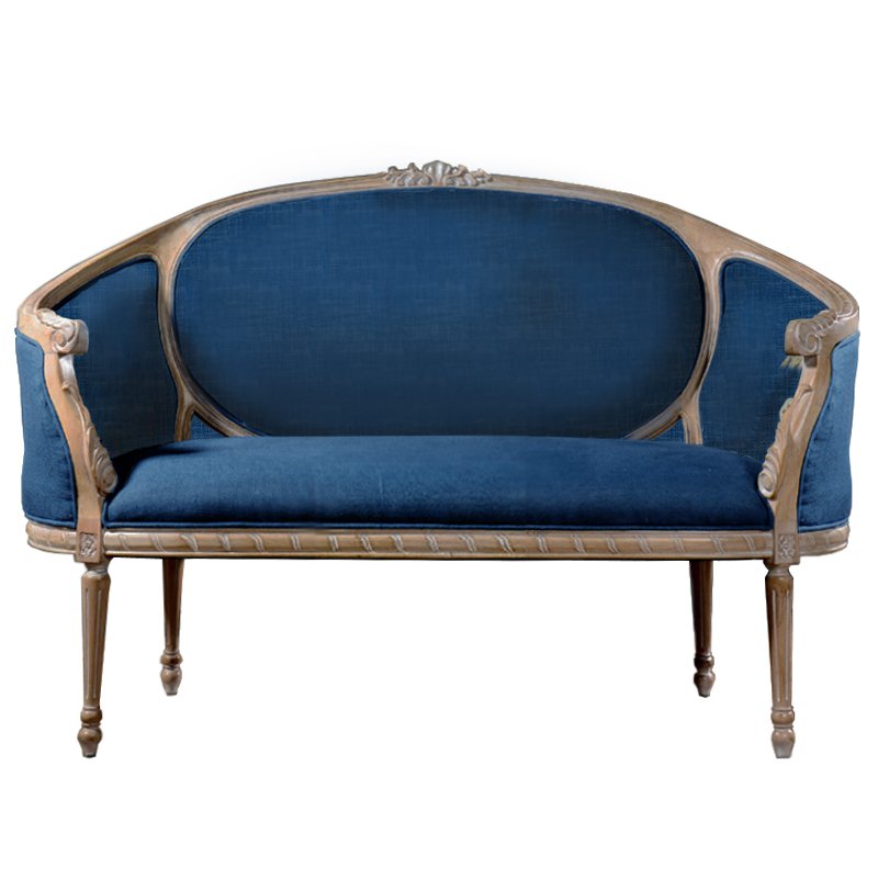 Диван Berjer 2 seat Bench Sofa Синий Дерево Акация Диван Berjer 2 seat Bench Sofa Синий Дерево Акация в Твери | Loft Concept