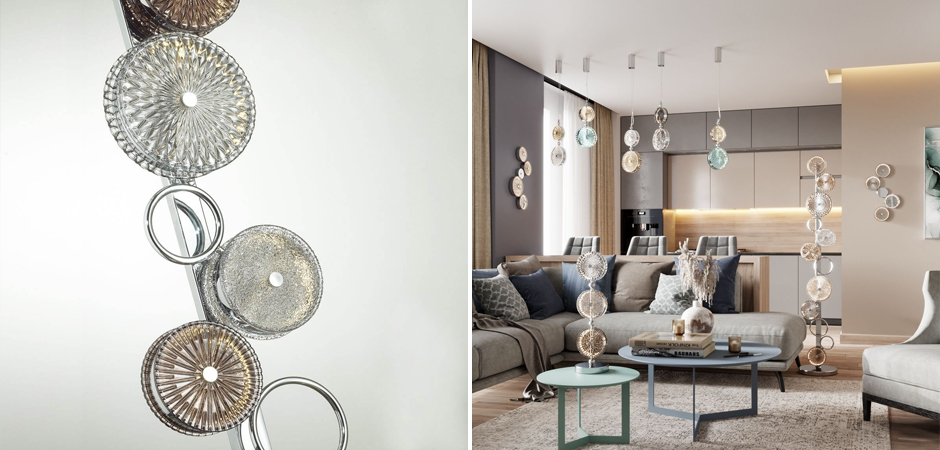 Торшер с рельефным стеклом Glass Peonies Торшер с рельефным стеклом Glass Peonies - Loft-Concept в Твери