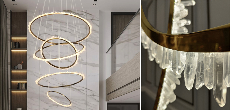 Люстра для высокого потолка Большие Кольца с кристаллами chandelier Large Rings Crystals Люстра для высокого потолка Большие Кольца с кристаллами chandelier Large Rings Crystals - Loft-Concept в Твери