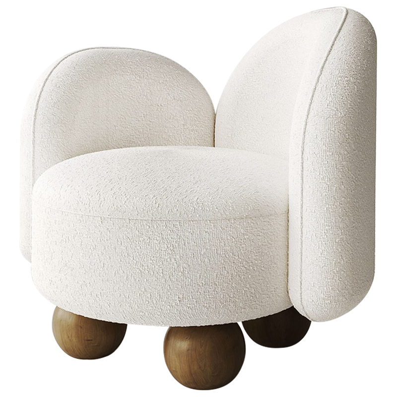 Кресло White Wooden Balls Белый Коричневый Кресло White Wooden Balls Белый Коричневый в Твери | Loft Concept