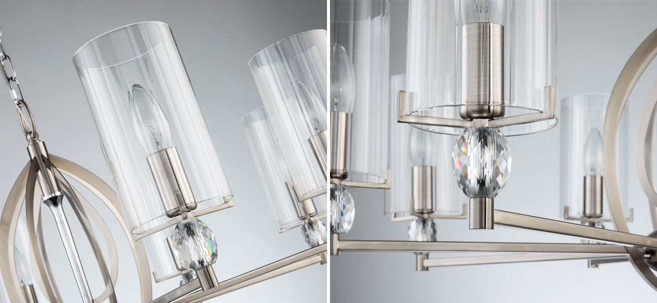 Люстра цвета никель с прозрачным плафоном Verge 8 ламп - фото