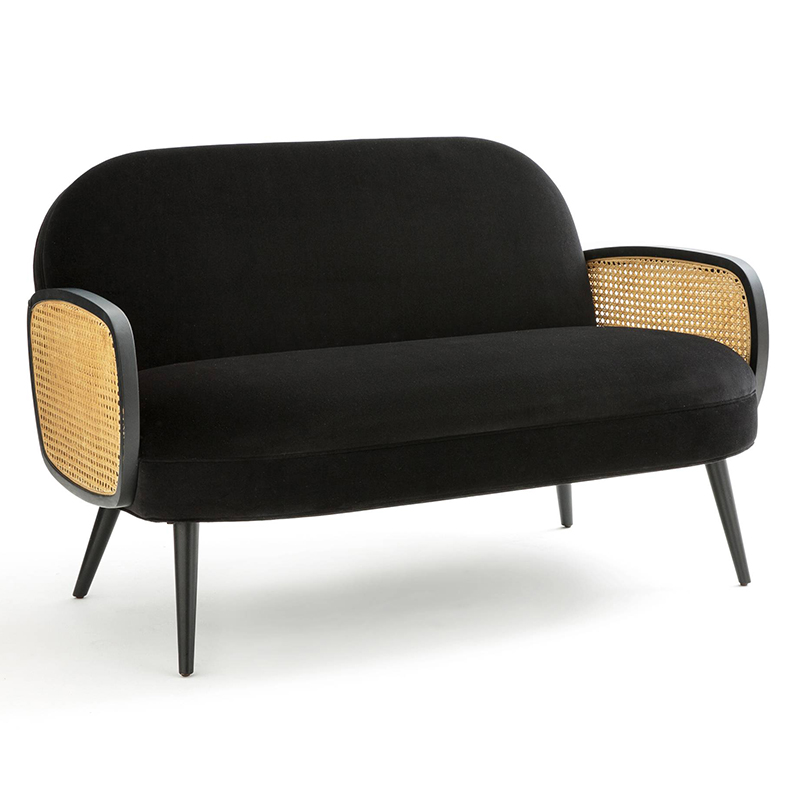 Диван Morten Wicker Black Sofa Черный Черный Диван Morten Wicker Black Sofa Черный Черный в Твери | Loft Concept
