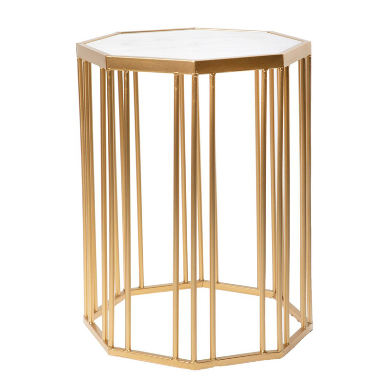 Приставной стол Side Table Marble белый мрамор Золотой Белый Мрамор Bianco в Твери | Loft Concept 