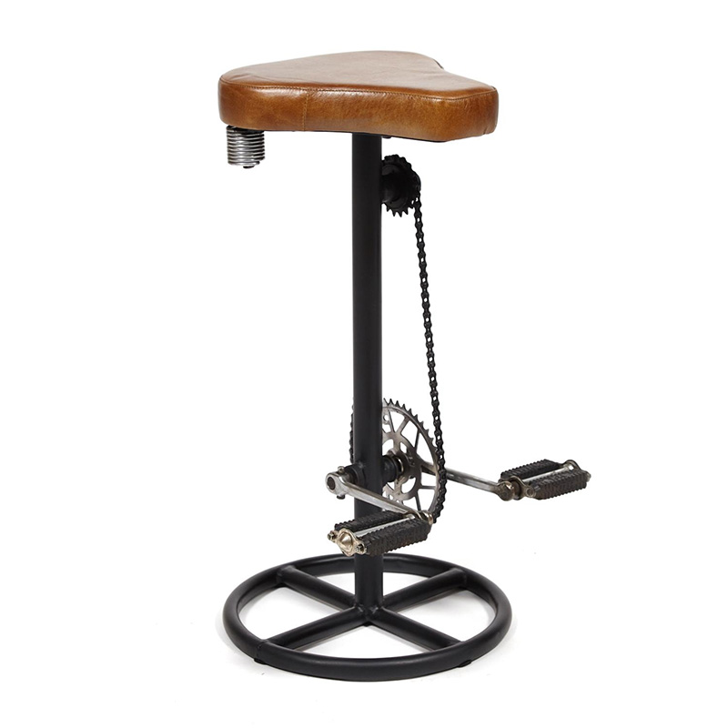 Барный стул с педалями от велосипеда Industrial leather bar stool with bicycle pedals Коричневый Черный в Твери | Loft Concept 