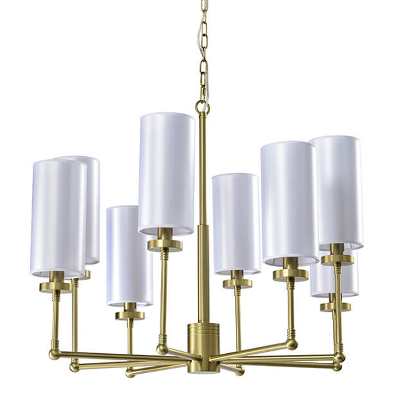 Люстра Fabric Lampshade Brass 8 Белый Матовая латунь Люстра Fabric Lampshade Brass 8 Белый Матовая латунь в Твери | Loft Concept
