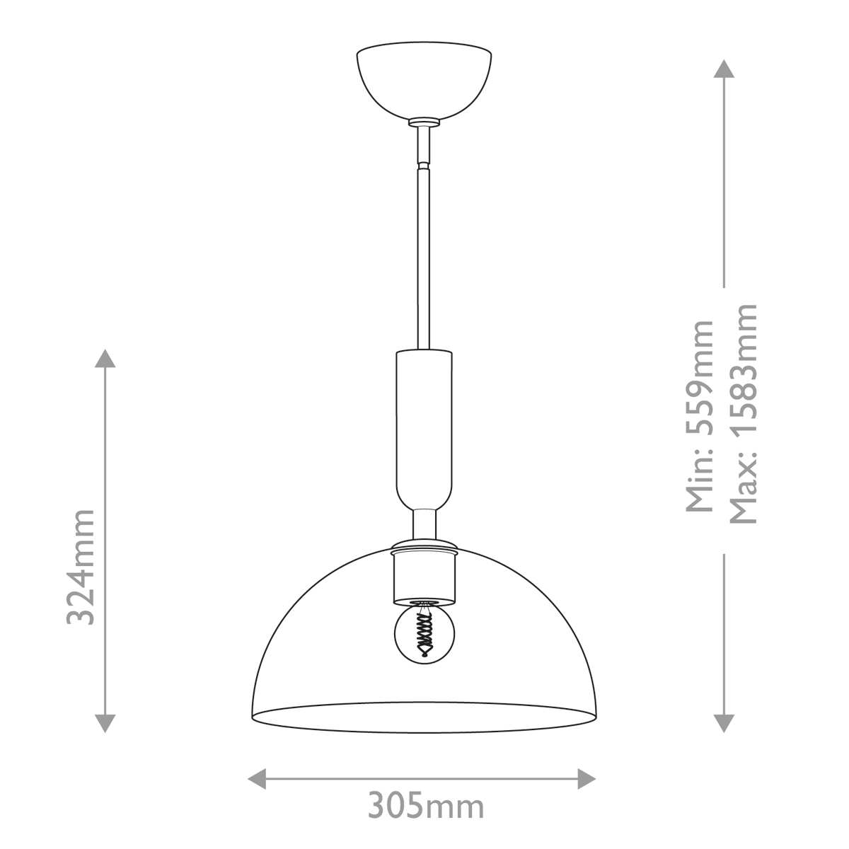 Подвесной светильник с прозрачным полусферическим стеклянным плафоном Alora Mood  в Твери