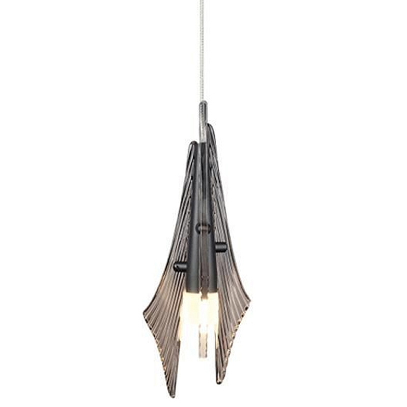 Подвесной светильник с черной металлической основой и рельефным плафоном Glass Pod Черный Белый Дымчатый (Smoke) Прозрачное Стекло в Твери | Loft Concept 