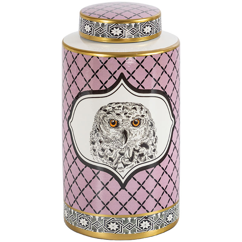 Ваза с крышкой Owl Collection Pink Vase Золотой Розовый Черно-белый Ваза с крышкой Owl Collection Pink Vase Золотой Розовый Черно-белый в Твери | Loft Concept