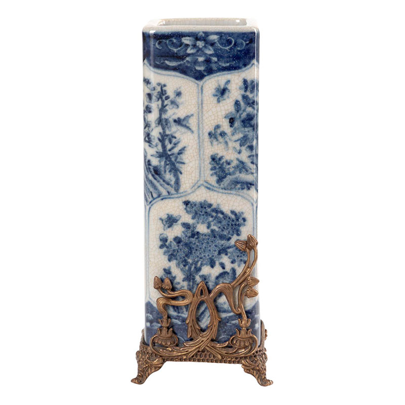 Ваза высокая с орнаментом White Ornament Vases Синий Белый Ваза высокая с орнаментом White Ornament Vases Синий Белый в Твери | Loft Concept