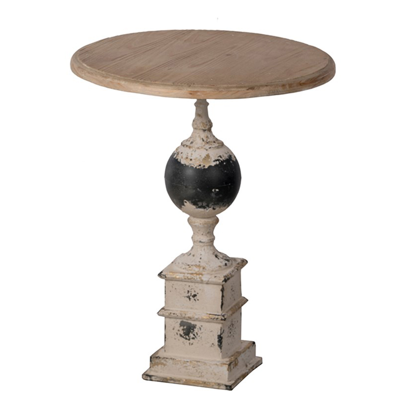 Приставной стол Pedestal Table Черный Белый винтажная патина Древесина Приставной стол Pedestal Table Черный Белый винтажная патина Древесина в Твери | Loft Concept
