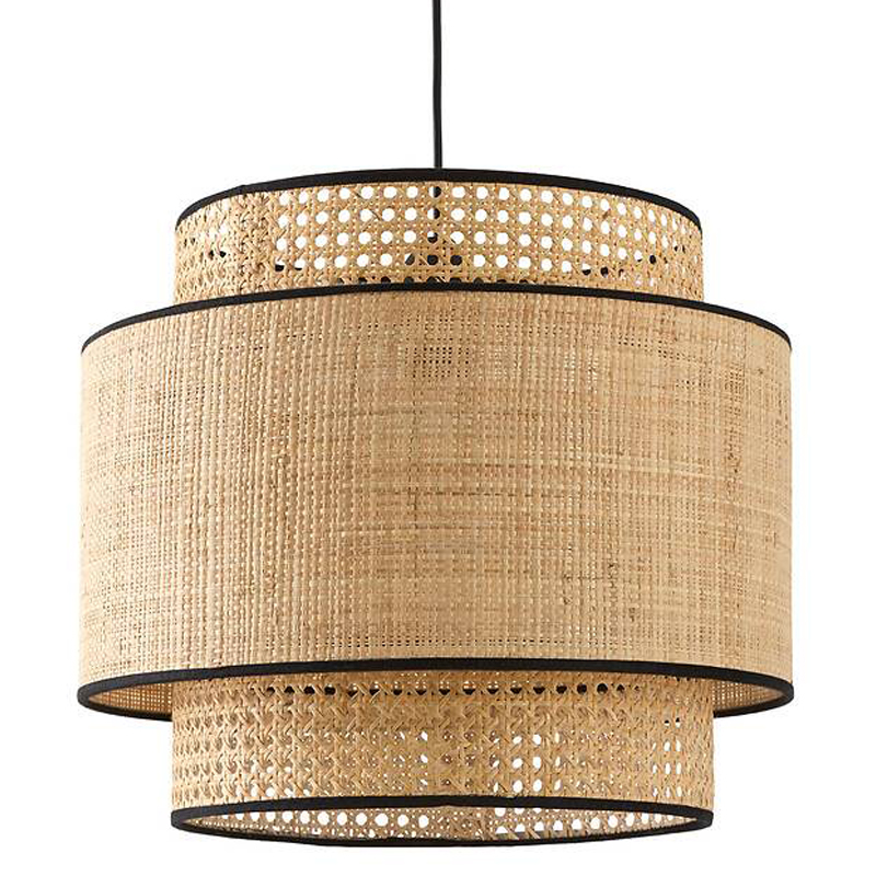Подвесной светильник Ottar Dual Wicker beige black Бежевый Черный Подвесной светильник Ottar Dual Wicker beige black Бежевый Черный в Твери | Loft Concept