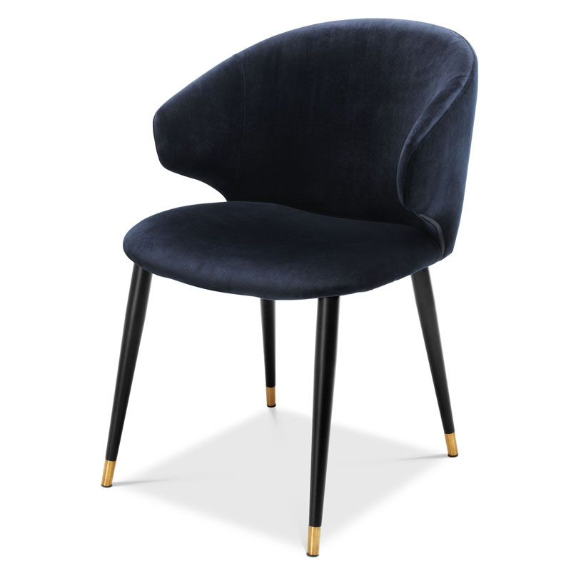 Стул Eichholtz DINING CHAIR VOLANTE blue Темно-синий Черный Золотой Стул Eichholtz DINING CHAIR VOLANTE blue Темно-синий Черный Золотой в Твери | Loft Concept