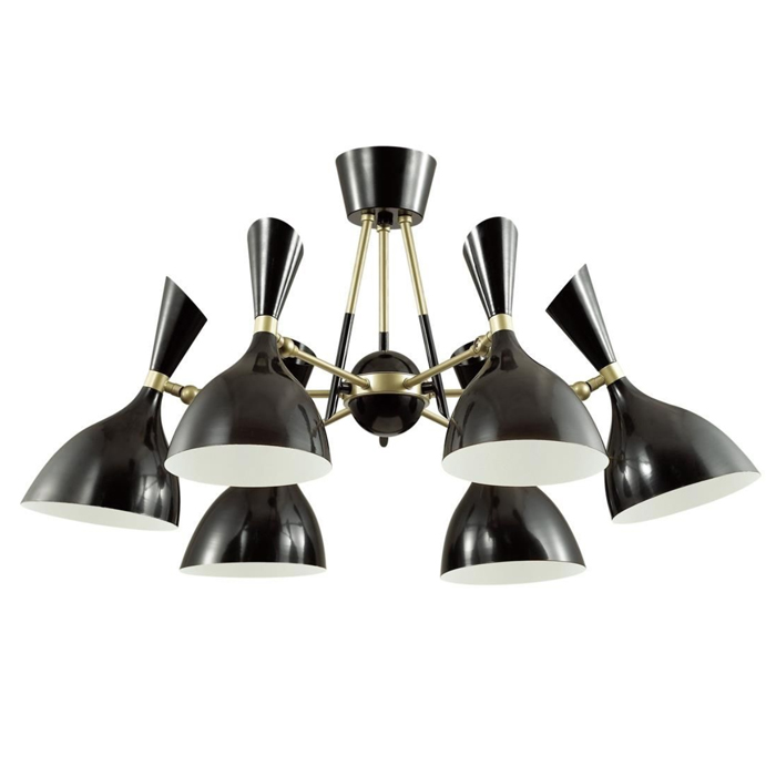 Потолочный светильник Duke Chandelier 6 black Черный матовое золото Потолочный светильник Duke Chandelier 6 black Черный матовое золото в Твери | Loft Concept