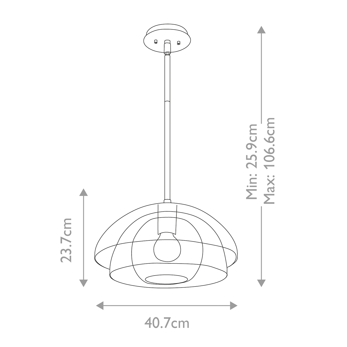 Подвесной светильник с прозрачным двойным стеклянным плафоном в форме купола и внутренней сферой Hinkley в Твери