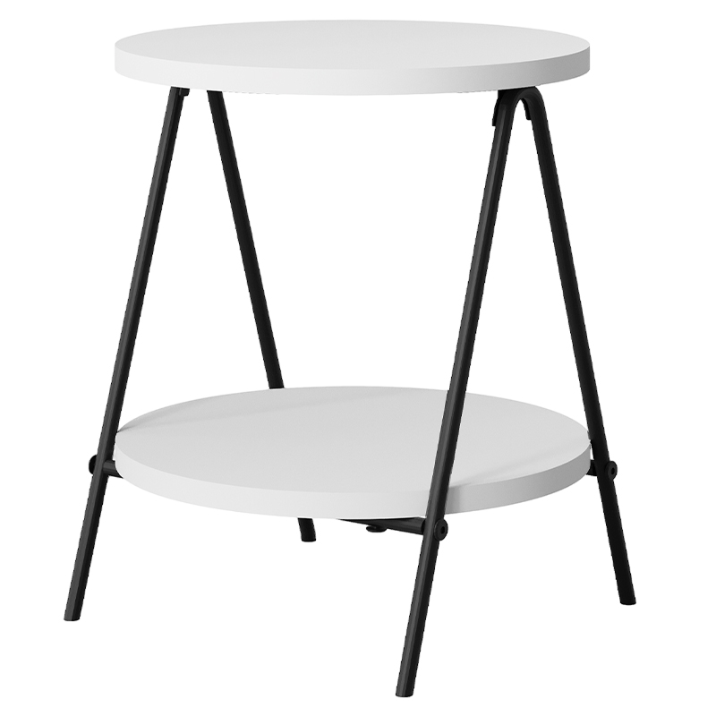 Стол приставной с 2-мя круглыми белыми столешницами ESSEL SIDE TABLE WHITE Белый Черный Стол приставной с 2-мя круглыми белыми столешницами ESSEL SIDE TABLE WHITE Белый Черный в Твери | Loft Concept