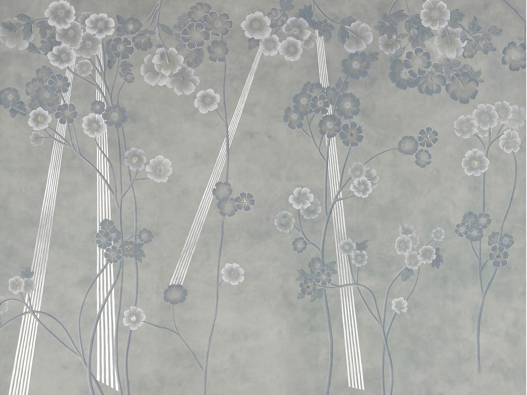 Обои ручная роспись Anemones in Light Special Colourway SC-235 on grey edo painted silk Обои ручная роспись Anemones in Light Special Colourway SC-235 on grey edo painted silk - постер Loft-Concept в Твери