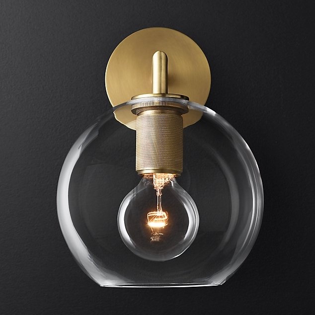 Бра RH Utilitaire Globe Shade Single Sconce Brass Латунь Прозрачное Стекло Бра RH Utilitaire Globe Shade Single Sconce Brass Латунь Прозрачное Стекло в Твери | Loft Concept