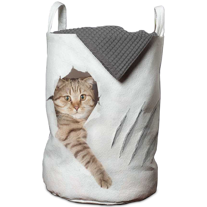 Корзина Hello Cat Basket Белый Бежево-серый Корзина Hello Cat Basket Белый Бежево-серый в Твери | Loft Concept