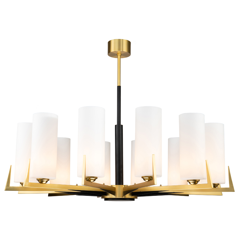 Люстра Benoit Chandelier 110 Латунь Белое матовое стекло Черный Люстра Benoit Chandelier 110 Латунь Белое матовое стекло Черный в Твери | Loft Concept