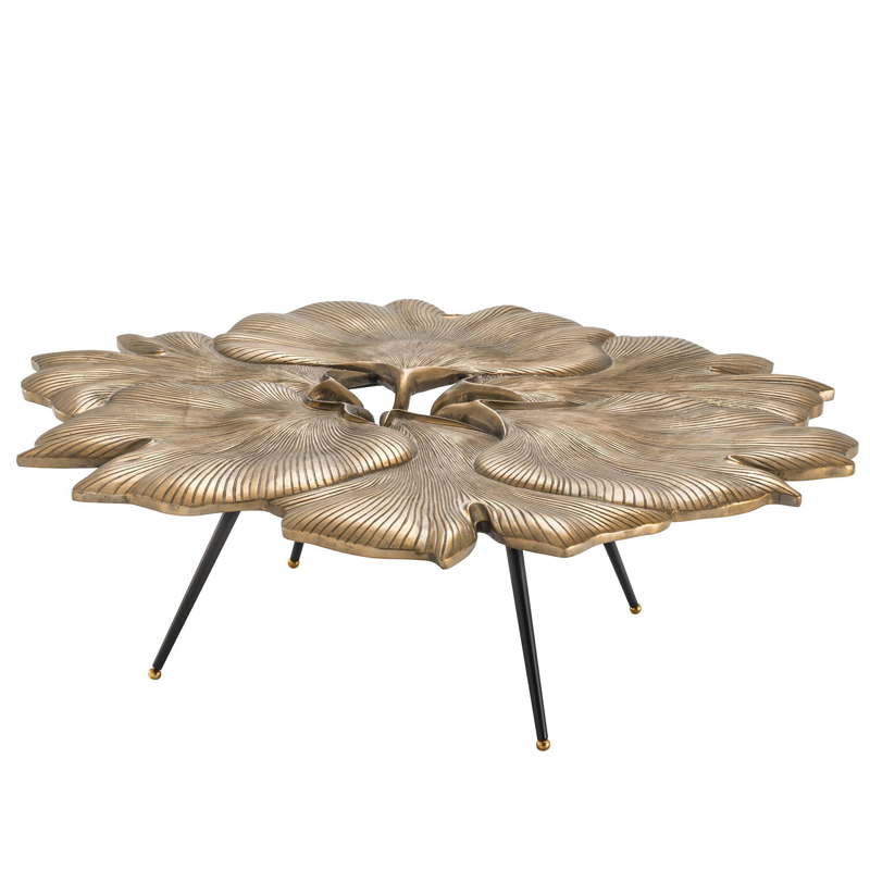 Кофейный стол Eichholtz Coffee Table Ginkgo Латунь Античная полированная Черный Кофейный стол Eichholtz Coffee Table Ginkgo Латунь Античная полированная Черный в Твери | Loft Concept