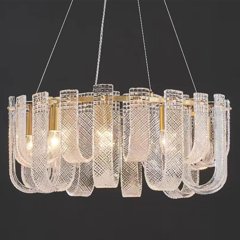 Люстра Prudence Textured Glass Chandelier Золотой Прозрачное Стекло Люстра Prudence Textured Glass Chandelier Золотой Прозрачное Стекло в Твери | Loft Concept