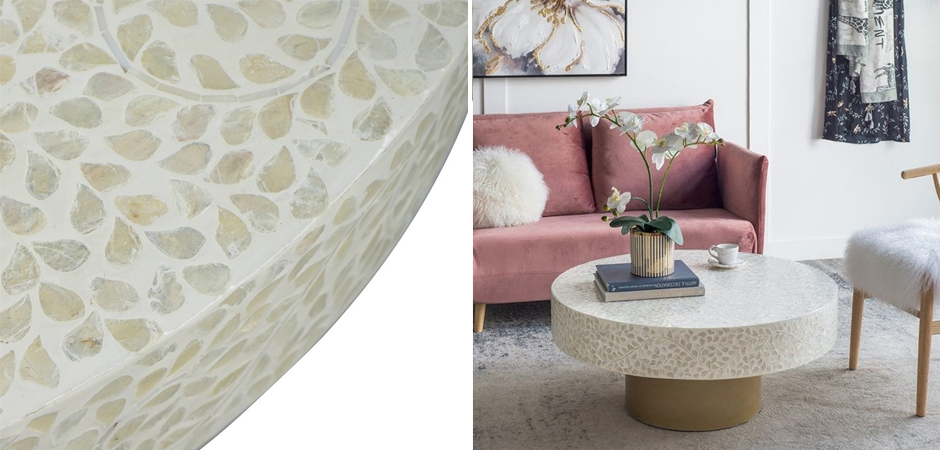 Стол Кофейный Bone Inlay с мозаичным рисунком из раковин устриц Стол Кофейный Bone Inlay с мозаичным рисунком из раковин устриц - Loft-Concept в Твери