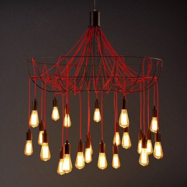 Люстра Blood Wire Chandelier Red 21 Красный Черный Люстра Blood Wire Chandelier Red 21 Красный Черный в Твери | Loft Concept