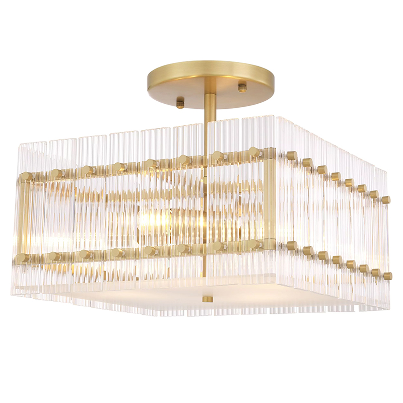 Потолочный светильник Eichholtz Ceiling Lamp Ruby Square Прозрачное Стекло Латунь Потолочный светильник Eichholtz Ceiling Lamp Ruby Square Прозрачное Стекло Латунь в Твери | Loft Concept