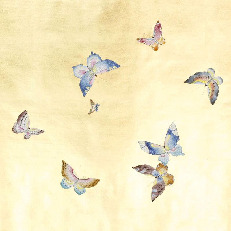 Обои ручная роспись Butterflies Special Colourway on Deep Rich Gold gilded paper Обои ручная роспись Butterflies Special Colourway on Deep Rich Gold gilded paper в Твери | Loft Concept