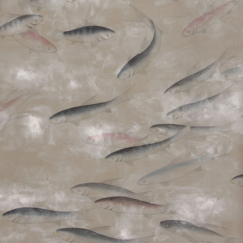 Обои ручная роспись Fishes Blue Pearl on Lead Grey dyed silk with antiquing Обои ручная роспись Fishes Blue Pearl on Lead Grey dyed silk with antiquing в Твери | Loft Concept