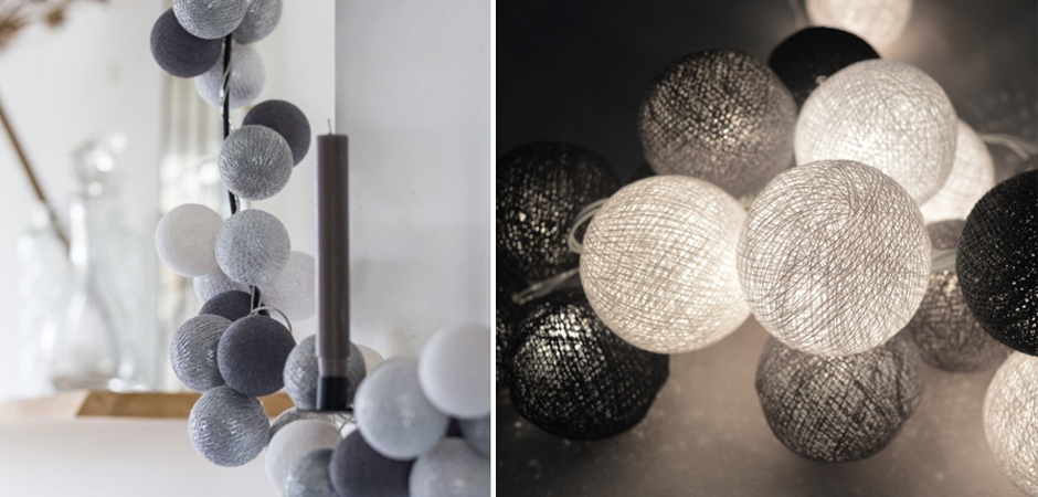 Гирлянда хлопковые фонарики Сotton Ball Silver Mix - Loft-Concept в Твери