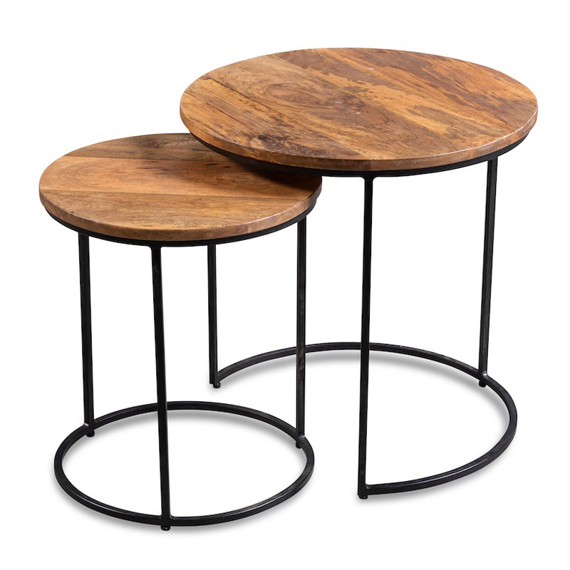 Комплект приставных столов Stafford Table lighter Черный Коричневый Комплект приставных столов Stafford Table lighter Черный Коричневый в Твери | Loft Concept