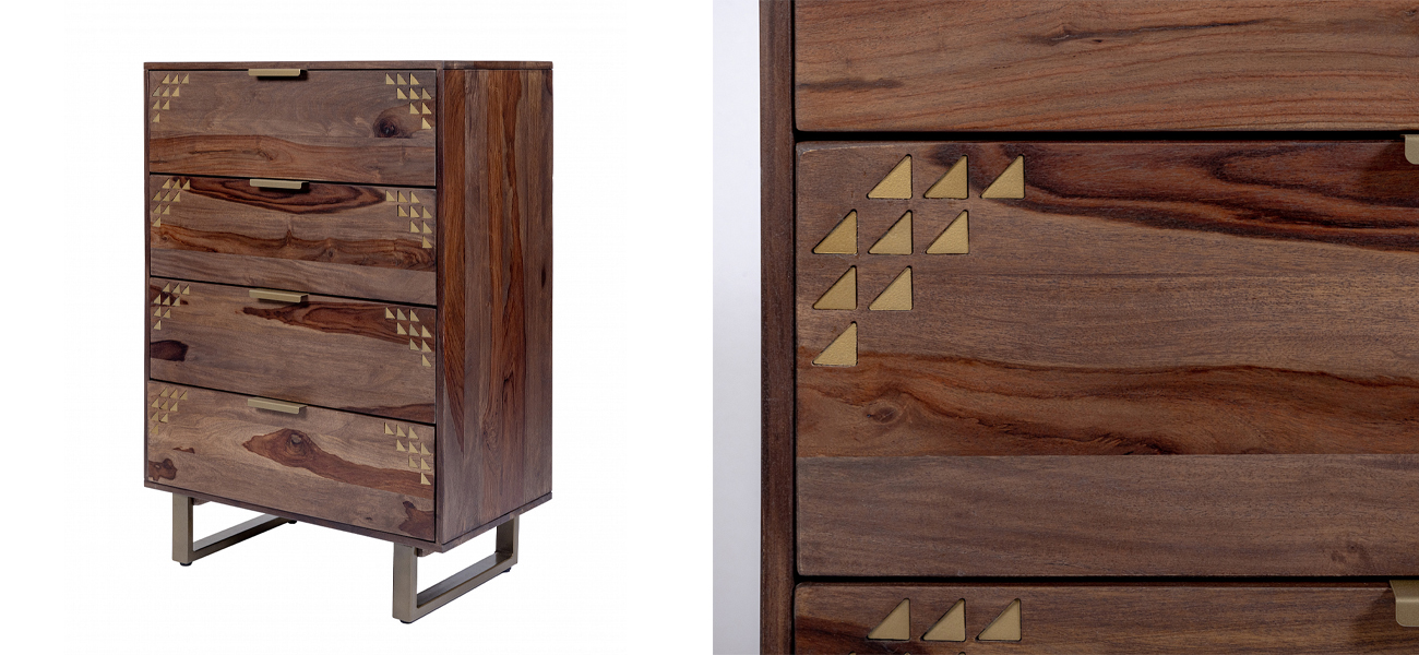 Тумба с выдвижными ящиками из массива дерева Шишам Indian Rosewood - фото №2