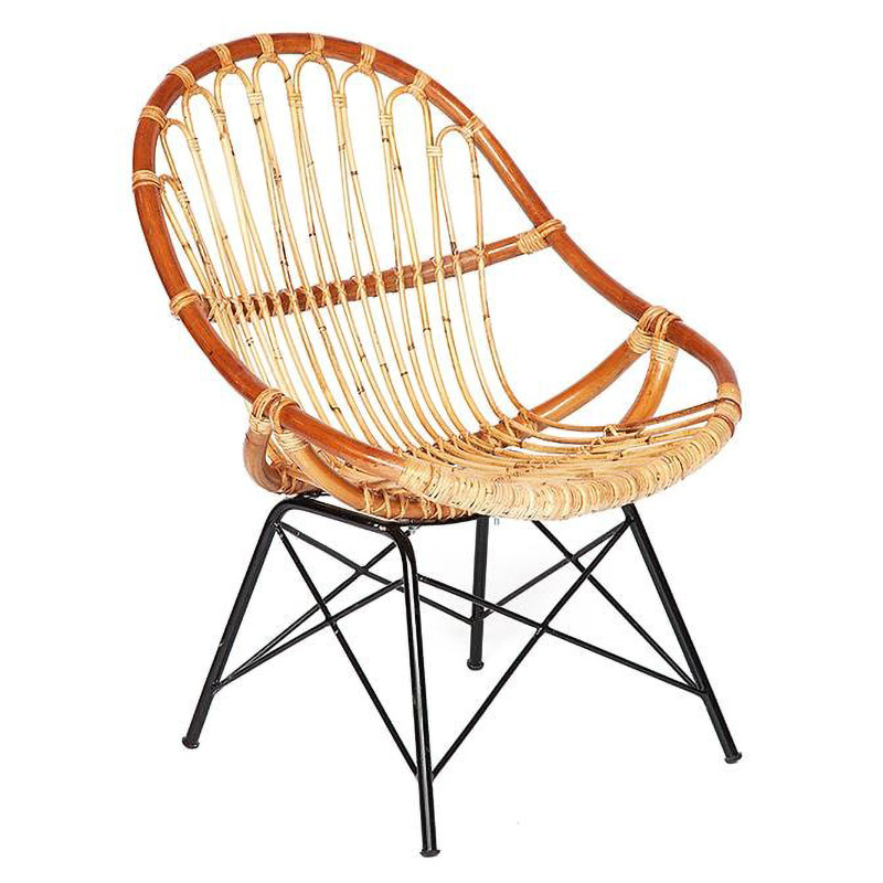 Кресло Rattan Wicker Chair Red Carcass Древесина Черный Кресло Rattan Wicker Chair Red Carcass Древесина Черный в Твери | Loft Concept