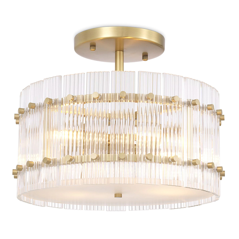 Потолочный светильник Eichholtz Ceiling Lamp Ruby Round Brass Латунь Прозрачное Стекло в Твери | Loft Concept 