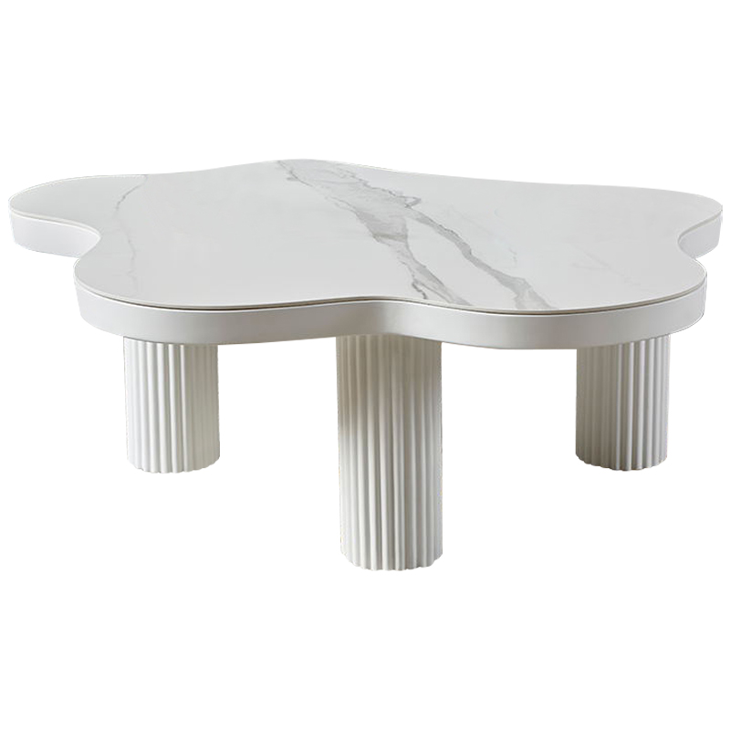 Кофейный стол со столешницей изогнутой формы Three White Pillars Coffee Table Белый Белый Мрамор Bianco Кофейный стол со столешницей изогнутой формы Three White Pillars Coffee Table Белый Белый Мрамор Bianco в Твери | Loft Concept