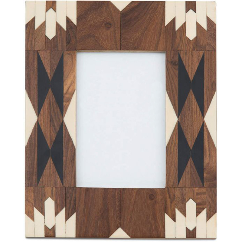 Фоторамка кость Brown Indian Wood Bone Inlay photo frame Бежевый Коричневый Фоторамка кость Brown Indian Wood Bone Inlay photo frame Бежевый Коричневый в Твери | Loft Concept
