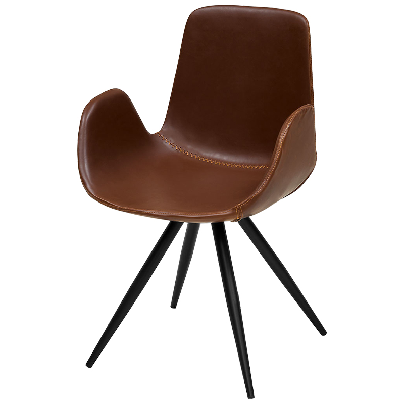 Стул коричневый с обивкой из эко-кожи Leigh Chair Коричневый Черный Стул коричневый с обивкой из эко-кожи Leigh Chair Коричневый Черный в Твери | Loft Concept