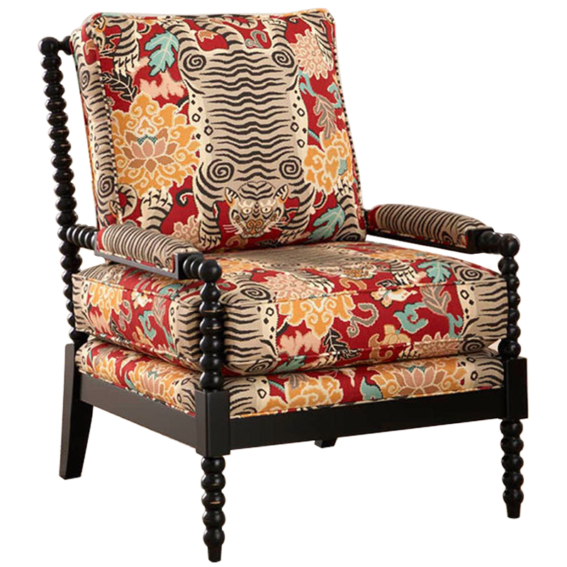 Кресло Tibetan Tiger Armchair Красный Бежевый Бирюзовый Черный в Твери | Loft Concept 