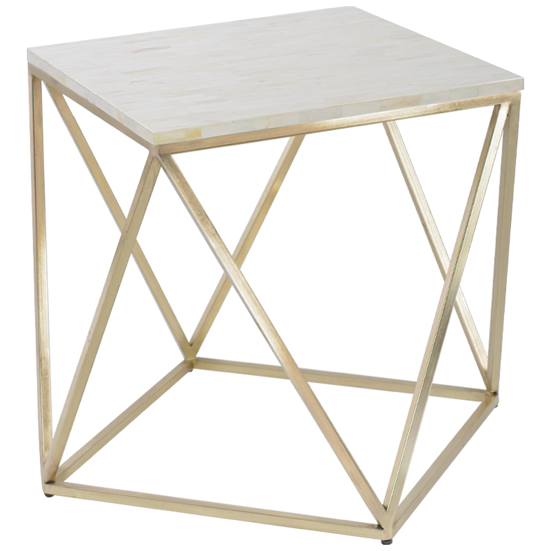 Кофейный Стол Bone Inlay Geometry Белый Золотой Кофейный Стол Bone Inlay Geometry Белый Золотой в Твери | Loft Concept