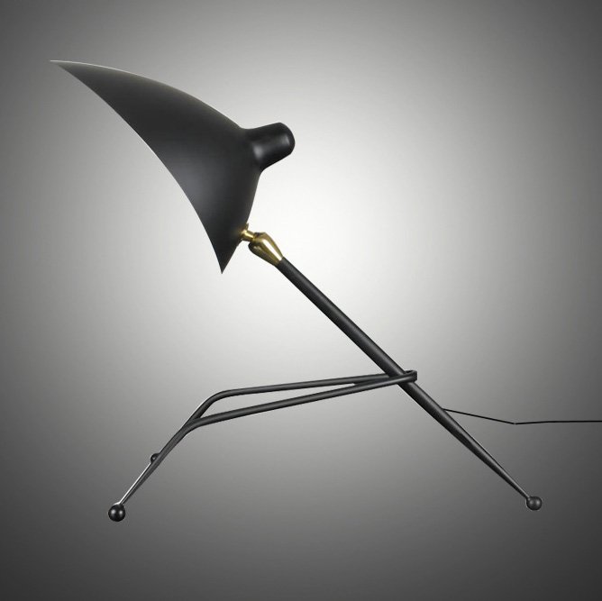 Настольная лампа Serge Mouille Tripod Desk Lamp Черный Настольная лампа Serge Mouille Tripod Desk Lamp Черный в Твери | Loft Concept