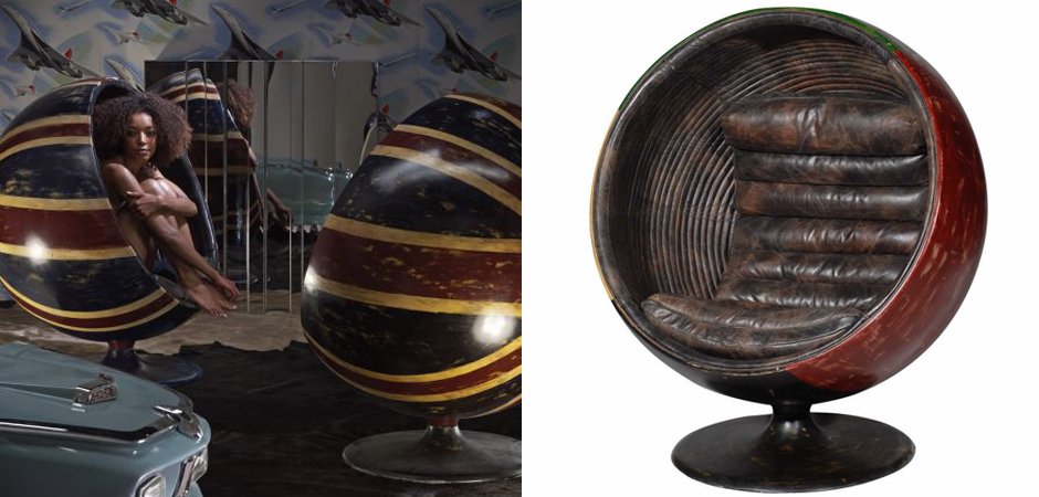 Кресло шар Pod Chair Union Jack & Brown Leather Кресло шар Pod Chair Union Jack & Brown Leather - Loft-Concept в Твери