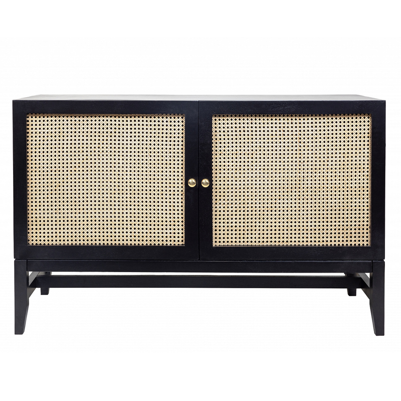 Комод с сетчатыми дверцами Rattan Бежевый Черный Комод с сетчатыми дверцами Rattan Бежевый Черный в Твери | Loft Concept