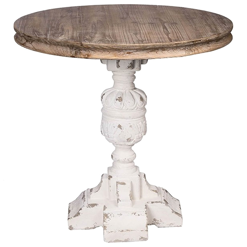 Круглый обеденный стол Aged Wood Коричневый Белый Круглый обеденный стол Aged Wood Коричневый Белый в Твери | Loft Concept