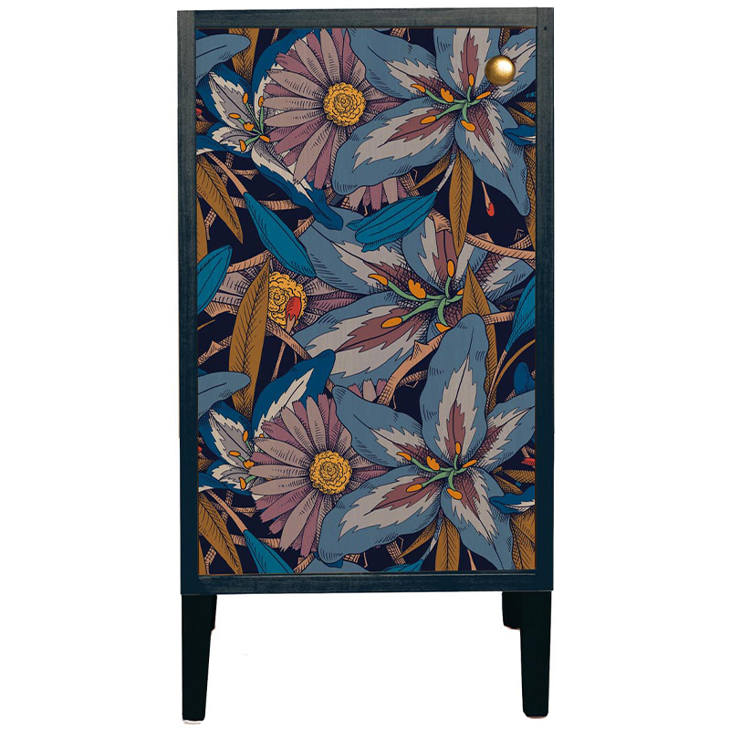 Шкаф с цветочным изображением Blue Floral Print Cabinet Синий Мульти Шкаф с цветочным изображением Blue Floral Print Cabinet Синий Мульти в Твери | Loft Concept